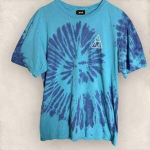 HUF Triple Triangle Blue Tie Dye T-Shirt Graphic Tee Medium Skate